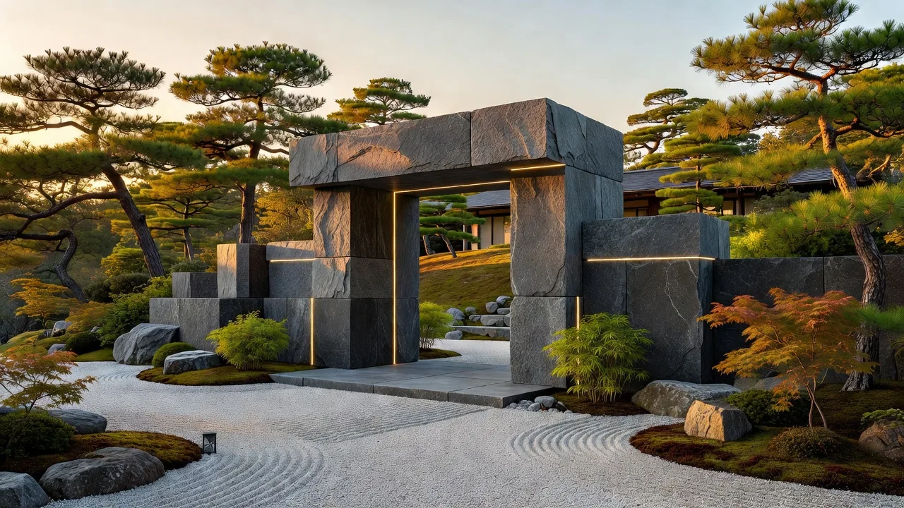 丘陵地の邸宅入口